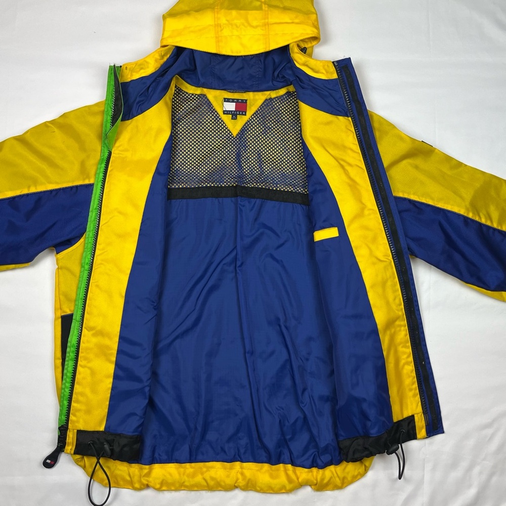 Vtg Tommy Hilfiger Mens Expedition Sailing Jacket XL 90s Hooded Yellow Tech - Picture 2 of 14